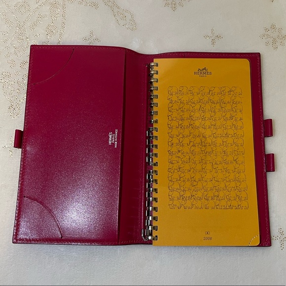 HERMES framboise chevre mysore leather vision agenda cover - Picture 14 of 16